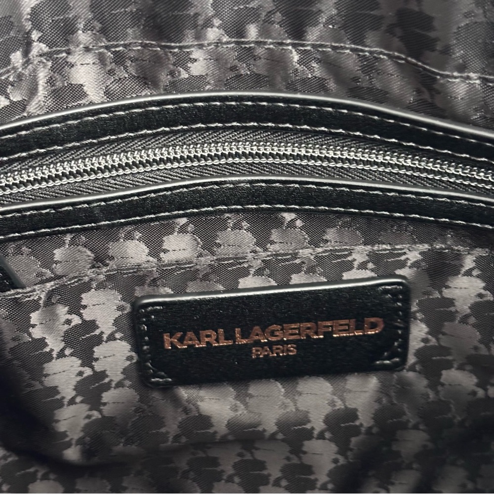 KARL LAGERFELD Simone Suede Leather Top Handle Raisin Satchel Crossbody--NWT - Picture 12 of 16